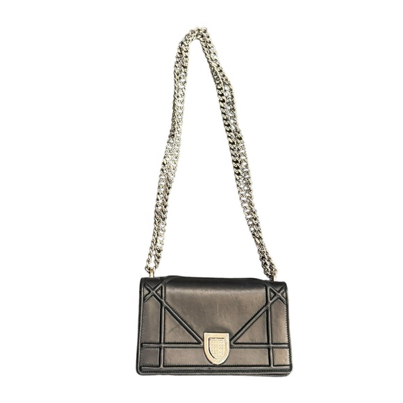 Dior DIORAMA LEATHER CROSSBODY BAG Black - Picture 1 of 14